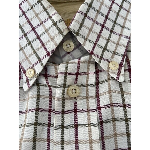 BARBOUR Mens Bank Tattersalls Regular Shirt M Plaid Beige Country Hipster - Picture 9 of 16